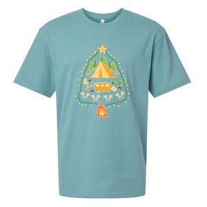 Christmas Tree Camping Christmas Xmas Gifts Men Women Sueded Cloud Jersey T-Shirt