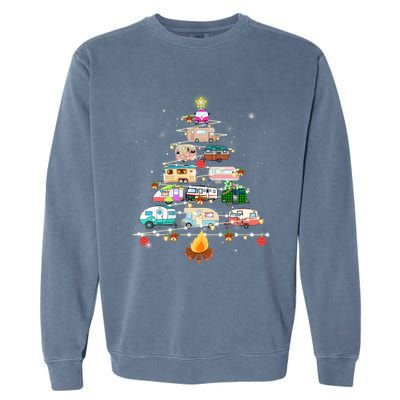 Christmas Tree Camper Vehicles Camping Rving Trailers Cute Gift Garment-Dyed Sweatshirt