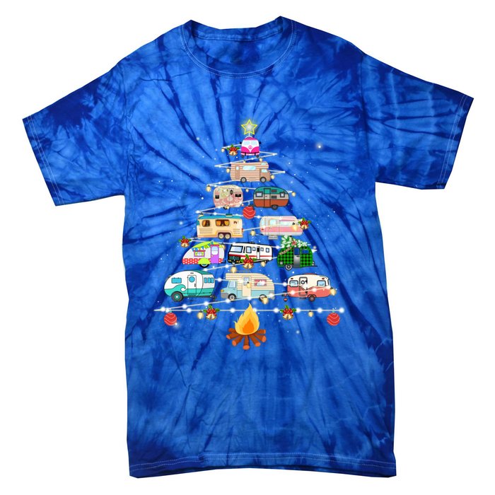 Christmas Tree Camper Vehicles Camping Rving Trailers Cute Gift Tie-Dye T-Shirt