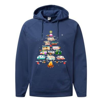 Christmas Tree Camper Vehicles Camping Rving Trailers Cute Gift Performance Fleece Hoodie