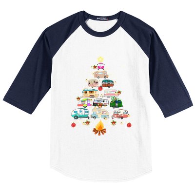 Christmas Tree Camper Vehicles Camping Rving Trailers Cute Gift Baseball Sleeve Shirt