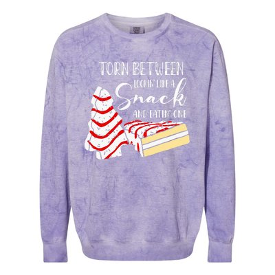 Christmas Tree Cake Torn Between Looking' Like a Snack  Colorblast Crewneck Sweatshirt