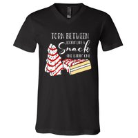 Christmas Tree Cake Torn Between Looking' Like a Snack  V-Neck T-Shirt