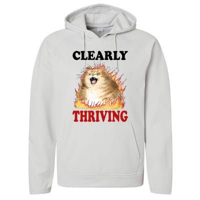 Clearly Thriving Cat Flame Funny Gift Performance Fleece Hoodie