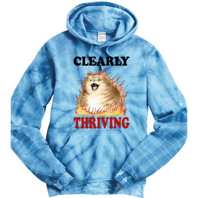 Clearly Thriving Cat Flame Funny Gift Tie Dye Hoodie