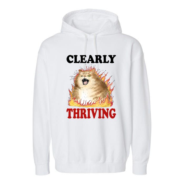 Clearly Thriving Cat Flame Funny Gift Garment-Dyed Fleece Hoodie