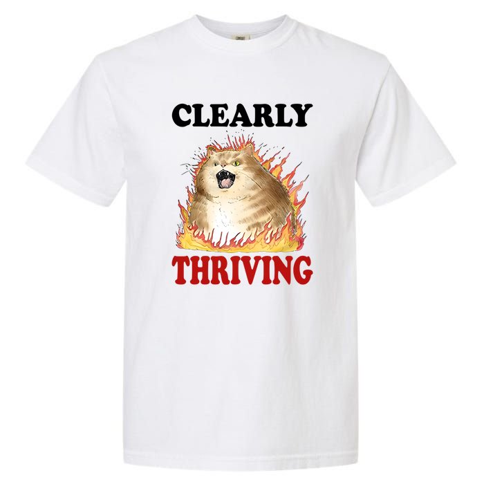 Clearly Thriving Cat Flame Funny Gift Garment-Dyed Heavyweight T-Shirt