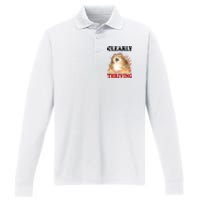 Clearly Thriving Cat Flame Funny Gift Performance Long Sleeve Polo