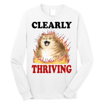 Clearly Thriving Cat Flame Funny Gift Long Sleeve Shirt