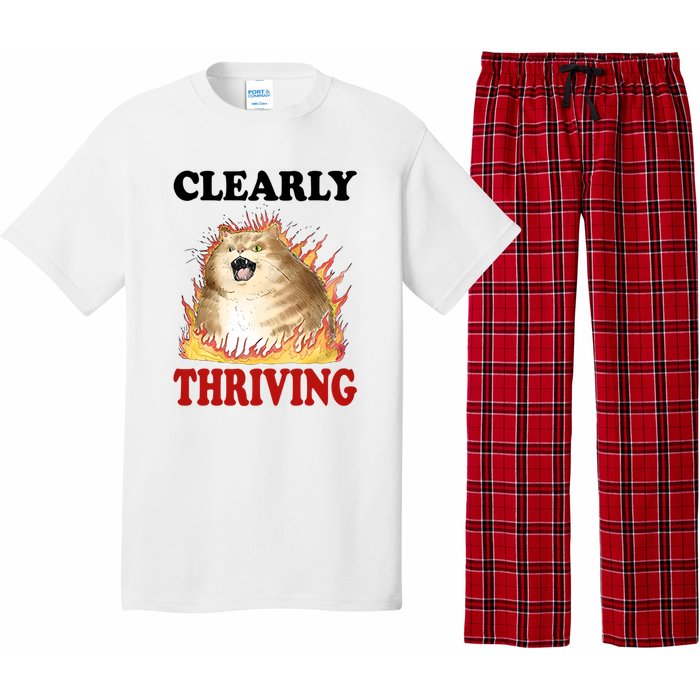 Clearly Thriving Cat Flame Funny Gift Pajama Set