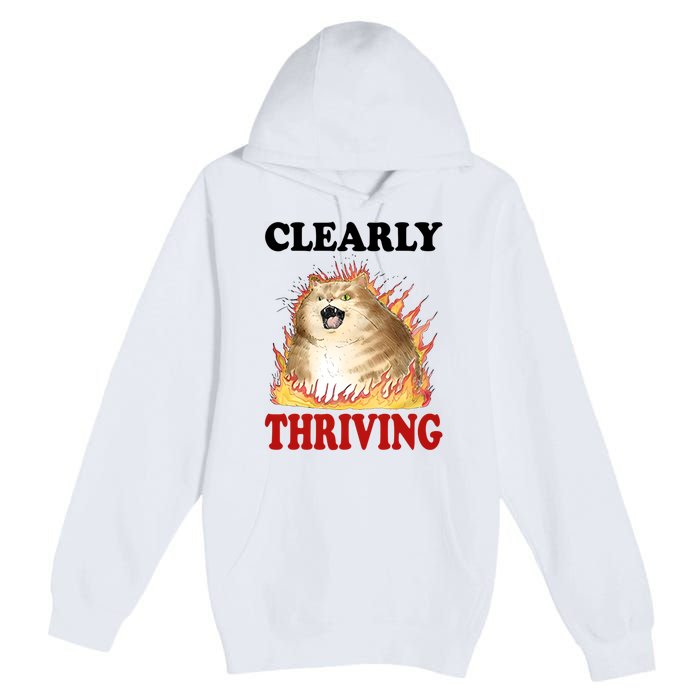 Clearly Thriving Cat Flame Funny Gift Premium Pullover Hoodie