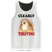 Clearly Thriving Cat Flame Funny Gift Mesh Reversible Basketball Jersey Tank