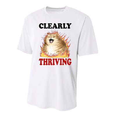 Clearly Thriving Cat Flame Funny Gift Performance Sprint T-Shirt