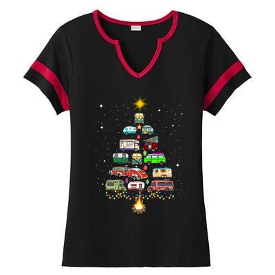 Christmas Tree Camper Vehicles Camping Rving Trailers Gift Ladies Halftime Notch Neck Tee