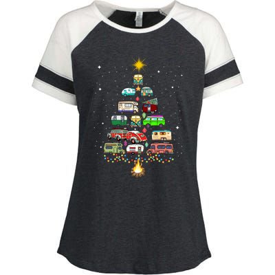 Christmas Tree Camper Vehicles Camping Rving Trailers Gift Enza Ladies Jersey Colorblock Tee