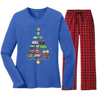 Christmas Tree Camper Vehicles Camping Rving Trailers Gift Women's Long Sleeve Flannel Pajama Set 