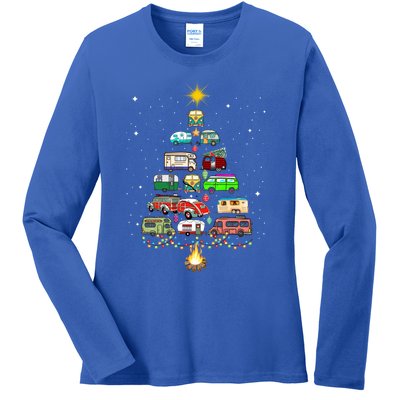 Christmas Tree Camper Vehicles Camping Rving Trailers Gift Ladies Long Sleeve Shirt