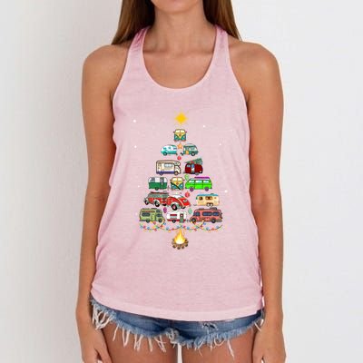 Christmas Tree Camper Vehicles Camping Rving Trailers Gift Women's Knotted Racerback Tank