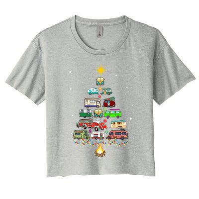 Christmas Tree Camper Vehicles Camping Rving Trailers Gift Women's Crop Top Tee