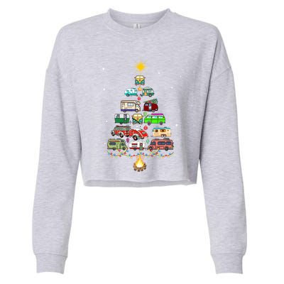 Christmas Tree Camper Vehicles Camping Rving Trailers Gift Cropped Pullover Crew