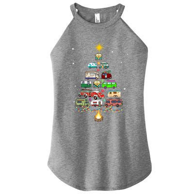 Christmas Tree Camper Vehicles Camping Rving Trailers Gift Women's Perfect Tri Rocker Tank