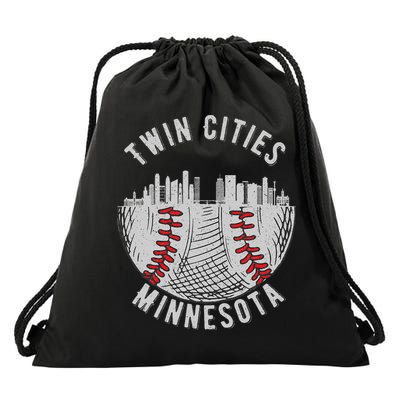 Cool Twin Cities Minnesota Mn Baseball Skyline Drawstring Bag