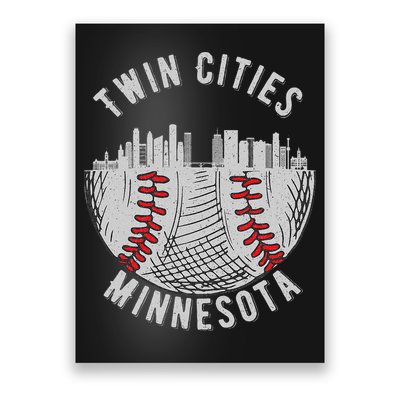 Cool Twin Cities Minnesota Mn Baseball Skyline Poster