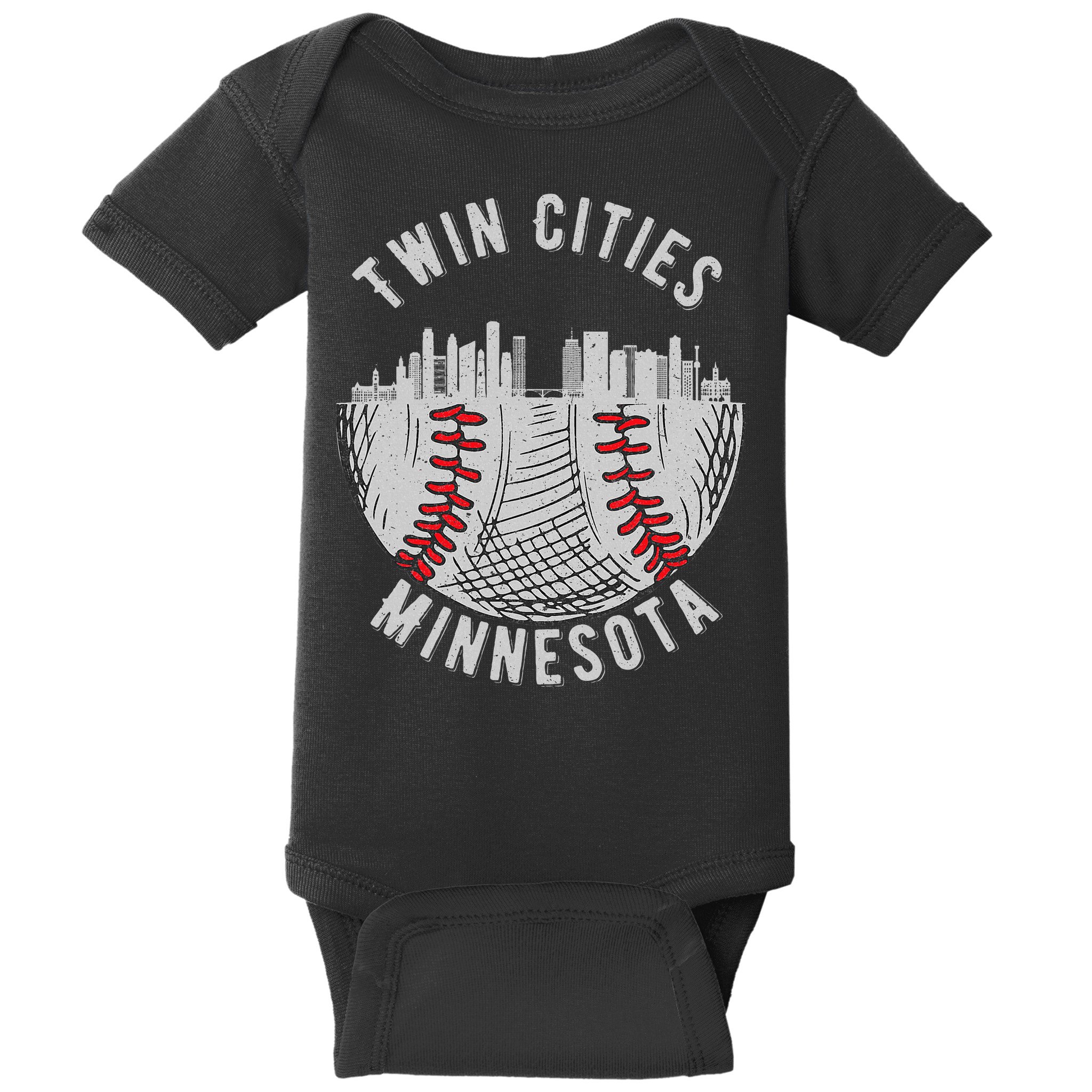 Cool Twin Cities Minnesota Mn Baseball Skyline Baby Bodysuit