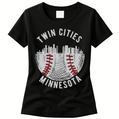 Cool Twin Cities Minnesota Mn Baseball Skyline Womens T-Shirt