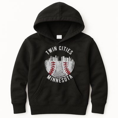 Cool Twin Cities Minnesota Mn Baseball Skyline Kids Hoodie