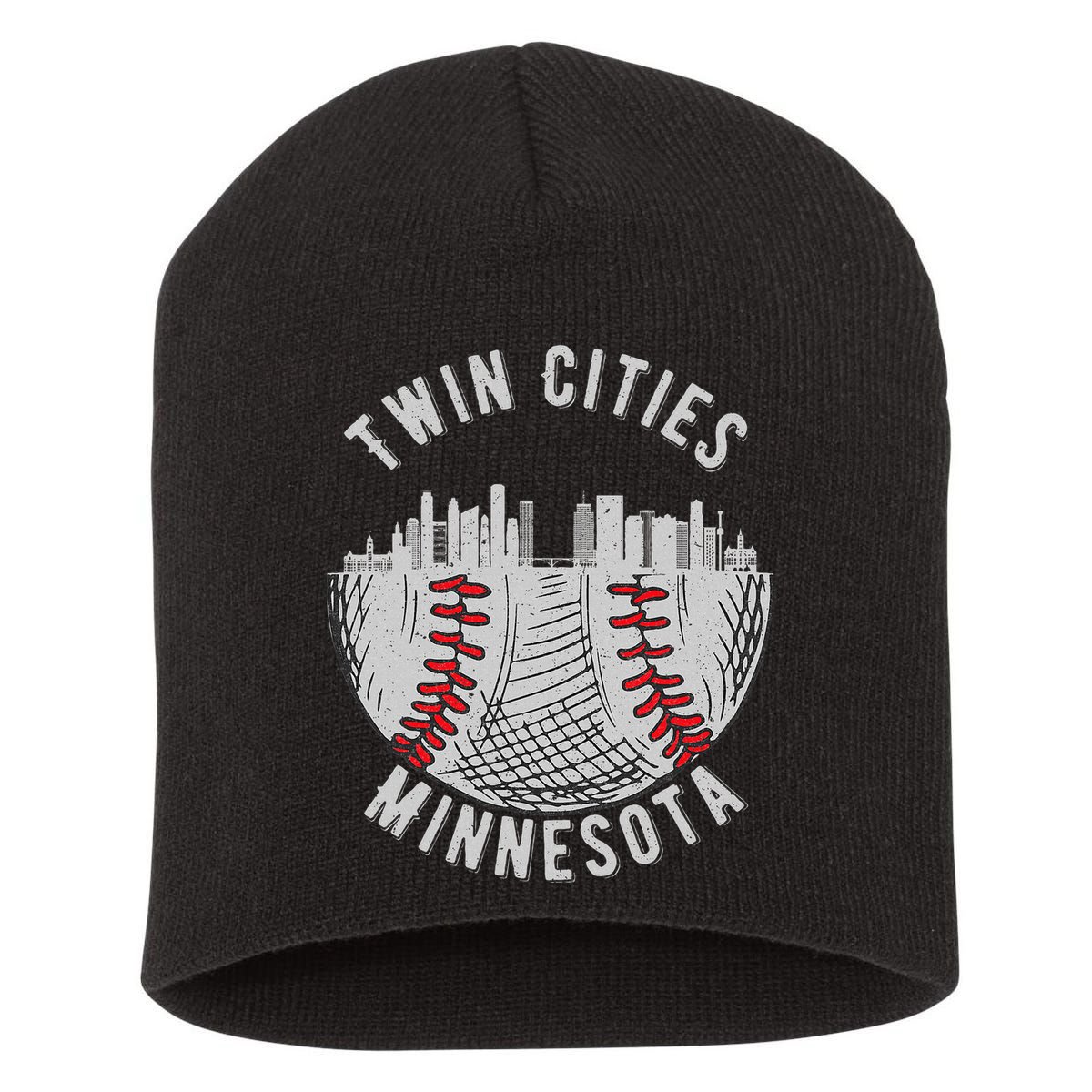 Cool Twin Cities Minnesota Mn Baseball Skyline Short Acrylic Beanie