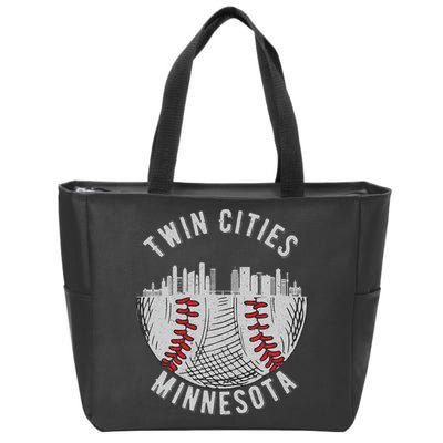 Cool Twin Cities Minnesota Mn Baseball Skyline Zip Tote Bag