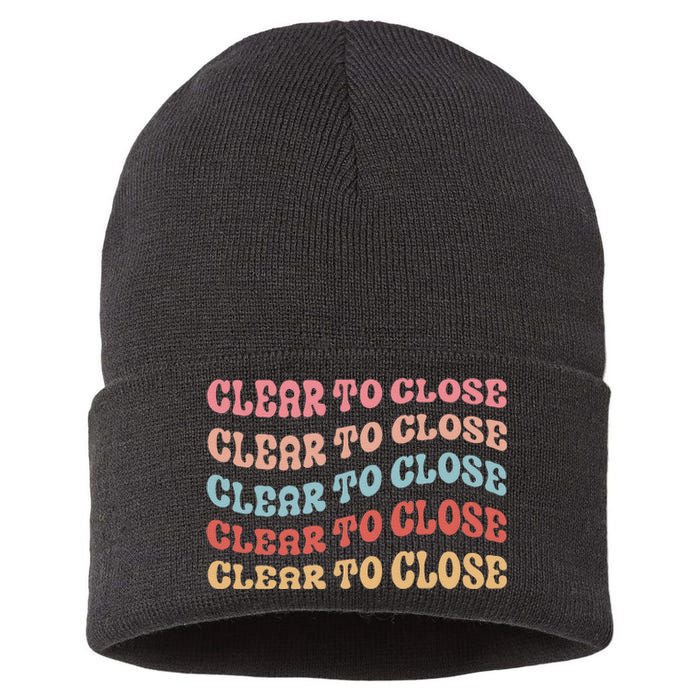 Clear To Close Mortgage Retro Bank Loan Officer Sustainable Knit Beanie