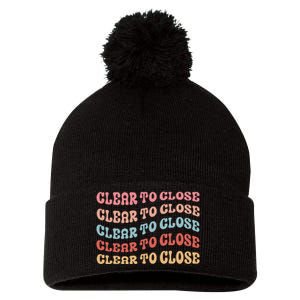 Clear To Close Mortgage Retro Bank Loan Officer Pom Pom 12in Knit Beanie