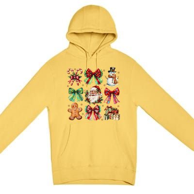 Christmas Tree Coquette Bow Snowman Santa Claus Premium Pullover Hoodie