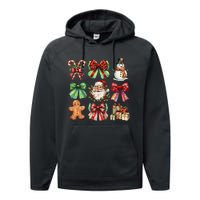 Christmas Tree Coquette Bow Snowman Santa Claus Performance Fleece Hoodie