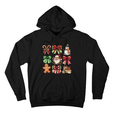 Christmas Tree Coquette Bow Snowman Santa Claus Hoodie