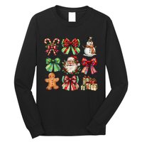 Christmas Tree Coquette Bow Snowman Santa Claus Long Sleeve Shirt