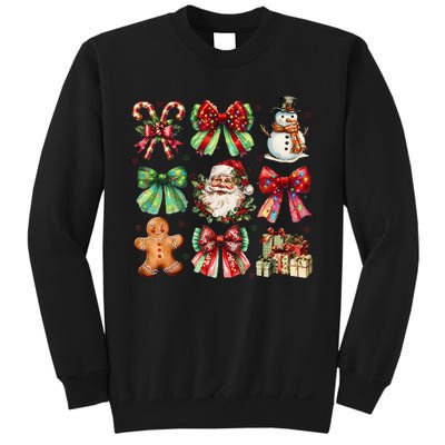 Christmas Tree Coquette Bow Snowman Santa Claus Sweatshirt