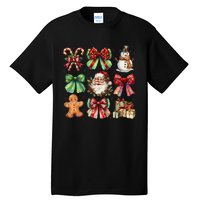 Christmas Tree Coquette Bow Snowman Santa Claus Tall T-Shirt