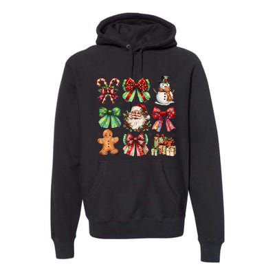 Christmas Tree Coquette Bow Snowman Santa Claus Premium Hoodie