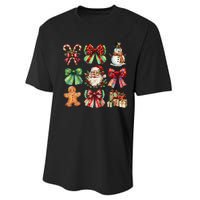 Christmas Tree Coquette Bow Snowman Santa Claus Performance Sprint T-Shirt