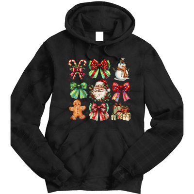 Christmas Tree Coquette Bow Snowman Santa Claus Tie Dye Hoodie