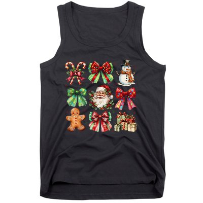 Christmas Tree Coquette Bow Snowman Santa Claus Tank Top