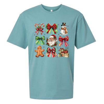 Christmas Tree Coquette Bow Snowman Santa Claus Sueded Cloud Jersey T-Shirt