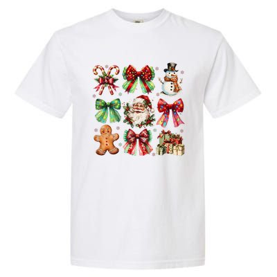 Christmas Tree Coquette Bow Snowman Santa Claus Garment-Dyed Heavyweight T-Shirt