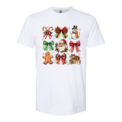 Christmas Tree Coquette Bow Snowman Santa Claus Softstyle CVC T-Shirt