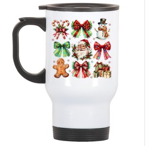 Christmas Tree Coquette Bow Snowman Santa Claus Stainless Steel Travel Mug