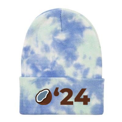 Coconut Tree Campaign Slogan 24 Kamala Statement Democrat Tie Dye 12in Knit Beanie