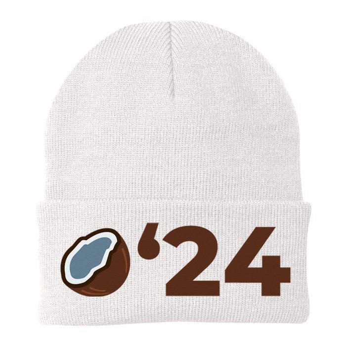 Coconut Tree Campaign Slogan 24 Kamala Statement Democrat Knit Cap Winter Beanie